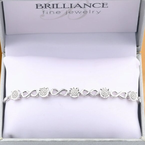 Brilliance Fine Jewelry 1/10 CTTW Diamond Women’s Infinity Tennis Bracelet .925 - Picture 1 of 2